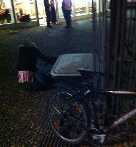 Some passed out dude with his caring gf.