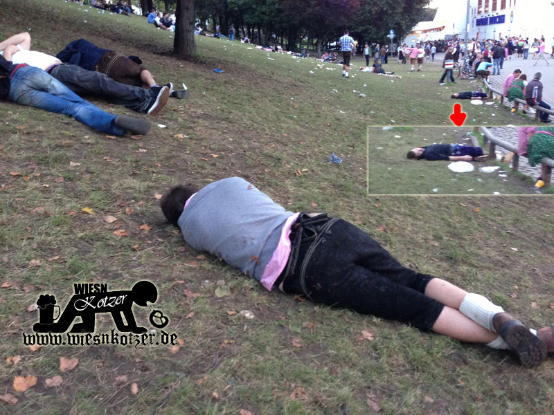 sleeping people at the surprise sex hill in the north of the Oktoberfest